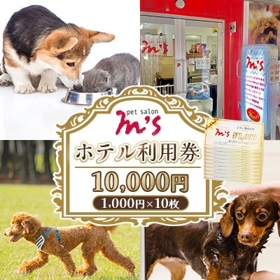 熊本県益城町 ペットサロン エムズ(M’s) ホテル利用券 10,000円(1000円×10枚)