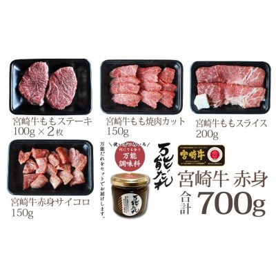 宮崎牛 赤身4種セット700g 万能だれ付き