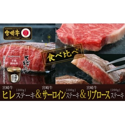 宮崎牛 ステーキ食べ比べセット600g 万能だれ付き お礼品詳細 ふるさと納税なら さとふる