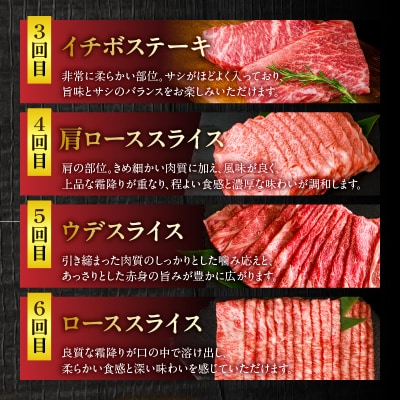 宮崎県産黒毛和牛A4等級以上 高千穂牛ステーキ・スライス定期便(6ヶ月定期便)