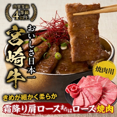 宮崎牛霜降り 肩ロースまたはロース 焼肉500g