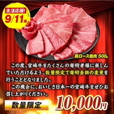 【期間限定】宮崎牛霜降り(肩ロース)焼肉500g