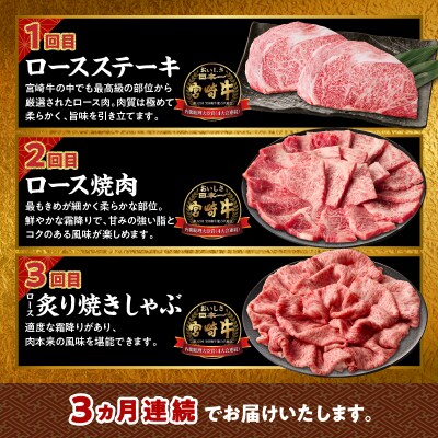 【3か月定期便】宮崎牛ロース定期便