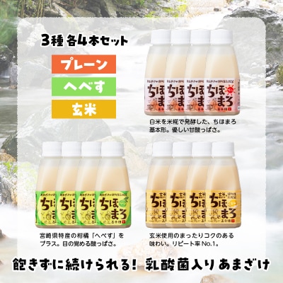 乳酸菌入りあまざけ ちほまろ 150g　12本セット【プレーン へべす 玄米】