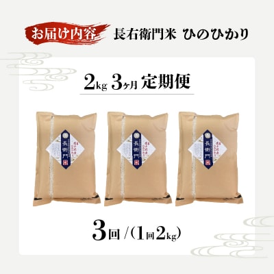 【3か月定期便】《令和7年産》13代目甲斐長衛門が選び抜いた高千穂産ひのひかり長衛門米2㎏×3回