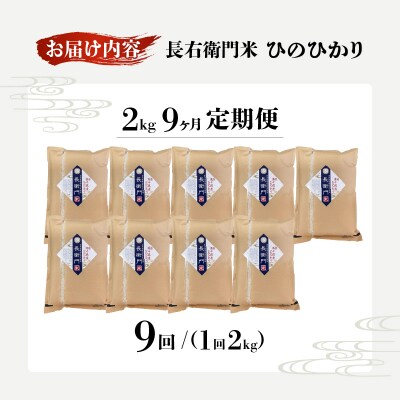 【9か月定期便】【令和7年産】13代目甲斐長衛門が選び抜いた高千穂産ひのひかり長衛門米2㎏×9回