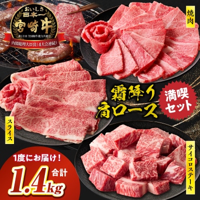 宮崎牛 肩ロース満喫セット(焼肉500g・スライス500g・サイコロ400g)