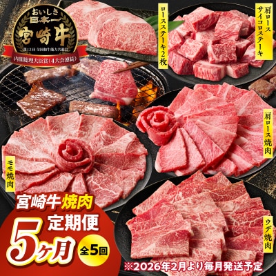 【5か月定期便】宮崎牛焼肉定期便