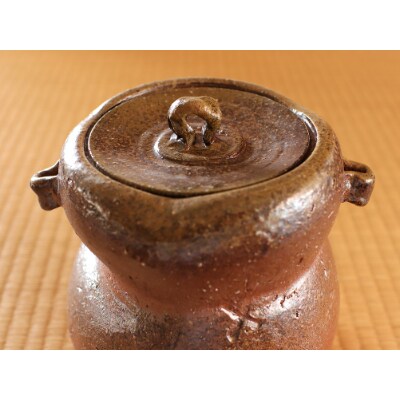 備前焼　耳付水指・一点もの (桐箱付き)　ty-008