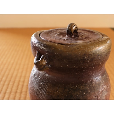 備前焼　耳付水指・一点もの (桐箱付き)　ty-009