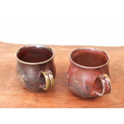 備前焼 コーヒーカップ(中)サンギリ・2個セット　c2-005