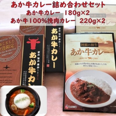 あか牛カレー詰め合わせセット あか牛カレー180g×2あか牛100%挽肉カレー220g×2(玉名市)