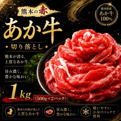 本場熊本産!あか牛 切り落とし 約1000g(玉名市)