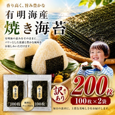 《訳あり品》九州有明海産海苔 半切200枚(100枚×2)(玉名市)