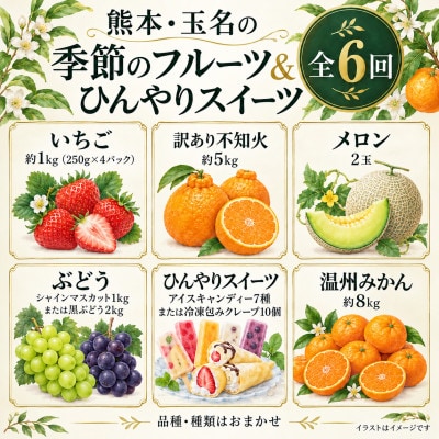 【発送月固定定期便】熊本・玉名の季節のフルーツ&ひんやりスイーツ(玉名市)全6回