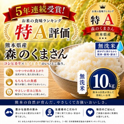 【熊本県産】 森のくまさん 無洗米 10kg