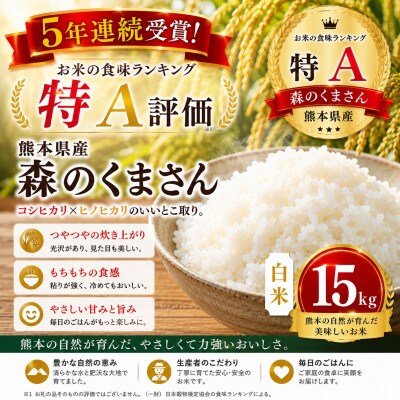 【熊本県産】 森のくまさん 白米 15kg