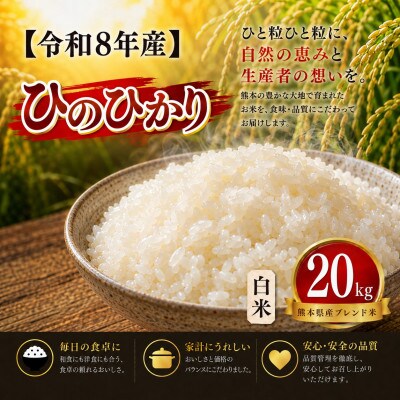 【令和8年産】熊本県産 ひのひかり 白米 20kg