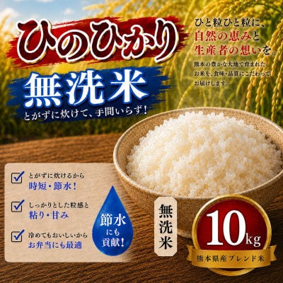 【毎月定期便】熊本県産 ひのひかり 無洗米 10kg全3回