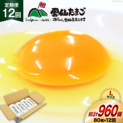 【毎月定期便】雲仙たまごLサイズ 80個(75個+割れ補償5個入り)全12回