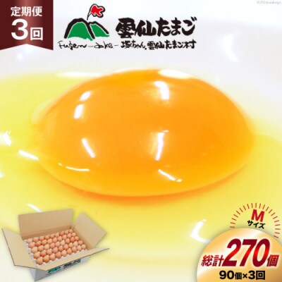 【毎月定期便】雲仙たまごMサイズ 90個(85個+割れ補償5個入り)全3回