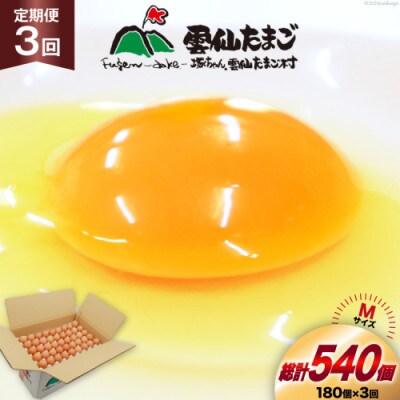 【毎月定期便】雲仙たまごMサイズ 180個(170個+割れ補償10個入り)全3回