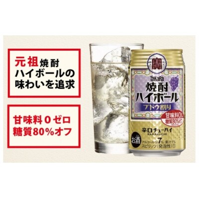 【毎月定期便】タカラ「焼酎ハイボール」<ブドウ割り>　500ml　24本入　SAJ398　全3回