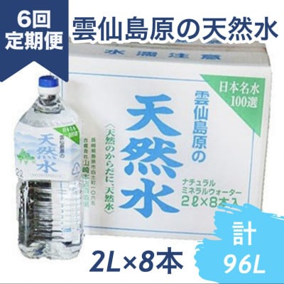 【毎月定期便】山崎本店酒造場 雲仙島原の天然水 2L 8本 ナチュラルミネラルウォーター全6回