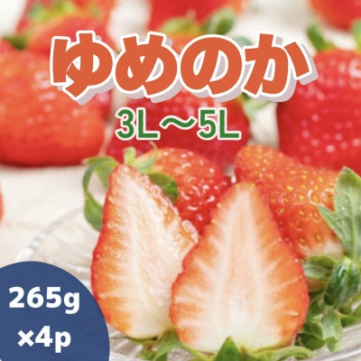 【2026年2月～4月発送】厳選いちご「ゆめのか(3L～5L)」265g×4パック