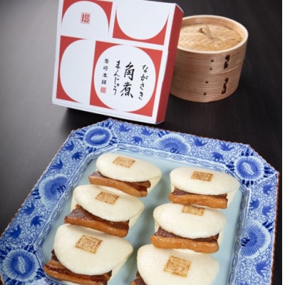 【毎月定期便】【岩崎本舗】長崎角煮まんじゅう6個 箱入り(島原市) AJ020全3回