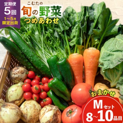【発送月固定定期便】【1～5月限定出荷】こむたの旬の野菜(8～10品目)おまかせMセット全5回