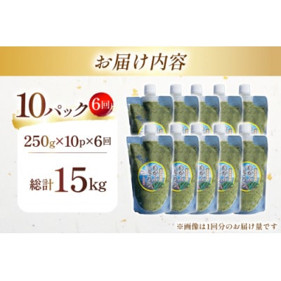 【毎月定期便】島原産めかぶとろろ　250g×10パック全6回