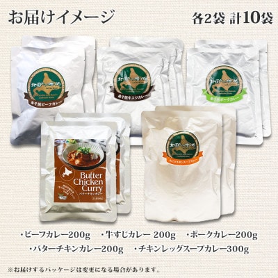 カレー5種食べ比べセット計10個 バターチキン・チキンレッグスープ・ビーフ・ポーク・牛すじ 1447