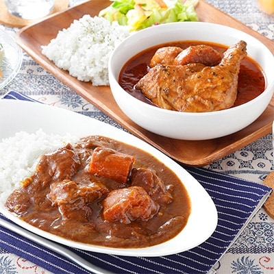 【毎月定期便】まるごとチキンレッグスープカレー・弟子屈ビーフカレー 各2個 全2回