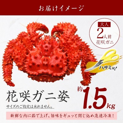 花咲ガニ 1尾 姿 約1.5kg 蟹ハサミ・ガイド付 ボイル済み 北海道 弟子屈町 1307