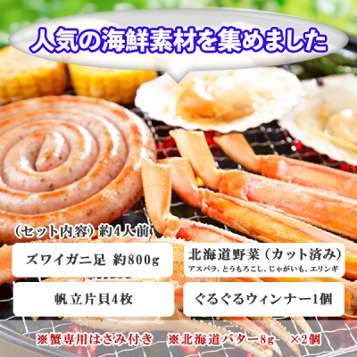 【のし付】厳選 海鮮バーベキューセット 蟹 帆立 野菜 約4人前 北海道 弟子屈町 1204