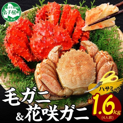 毛蟹 & 花咲ガニ 食べ比べ 約800g 蟹ハサミ・ガイド付 ボイル済み 北海道 弟子屈町 2482