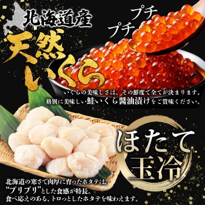 ズワイガニ足 約800g&いくら80g×2個&帆立 約300g 蟹ハサミ・ガイド付 弟子屈 3417
