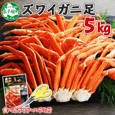 【のし付】ズワイガニ足 約5kg 10~12人前 蟹ハサミ付 ボイル済み 北海道 弟子屈町 1526