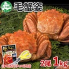 毛蟹 姿 2尾 計1kg前後 ボイル 食べ方ガイド・専用ハサミ付 北海道 弟子屈町 3319
