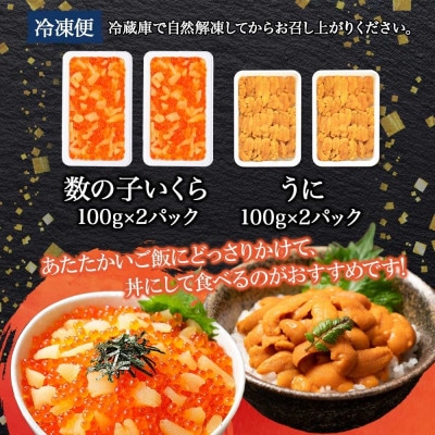 数の子いくら醤油漬け 200g & うに 200g 約4人前 北海道 弟子屈町 3374