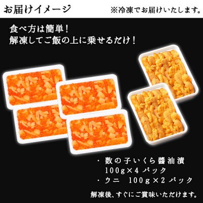 【2023年4月中旬発送】【のし付】数の子いくら400g うに200g 4人前 北海道 1254