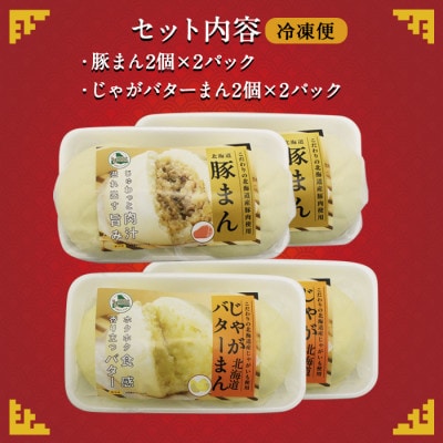 【のし付】中華まんセット 豚まん 4個　じゃがバターまん 4個  計8個 北海道 弟子屈 1921