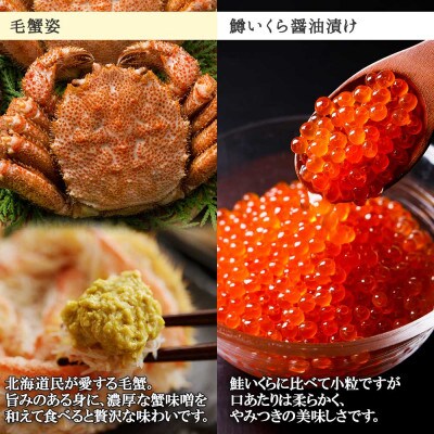 【のし付】毛蟹 2尾 700g 鱒いくら醤油漬け 200g 蟹ハサミガイド 北海道 弟子屈 1372