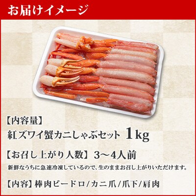 【2024年3月上旬発送】【のし付】紅ズワイガニしゃぶ 1kg ガイド 北海道 弟子屈町 2407