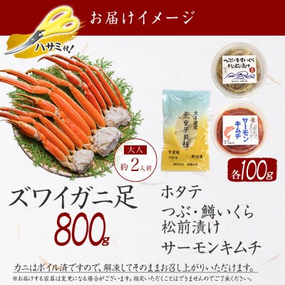 【のし付】ズワイガニ足約800g 松前漬・ホタテ・キムチ ハサミ・ガイド 北海道 弟子屈町 2546