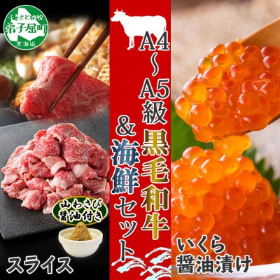 【のし付】 黒毛和牛 A4-5 霜降 スライス 500g いくら醤油漬け 北海道 弟子屈町 2077