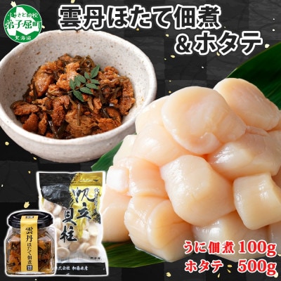 ゴロっと海鮮入り 雲丹と帆立佃煮 100g ホタテ 500g 瓶詰 北海道 弟子屈町 3439