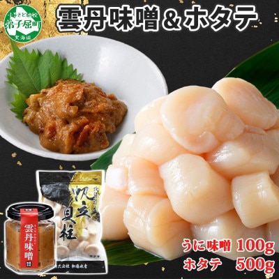 雲丹味噌瓶 100g ホタテ500g 瓶詰 海鮮 北海道 弟子屈町 3437