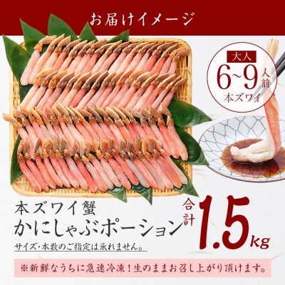 ズワイ蟹ポーション(むき身) 500g×3個(6～9人前) 生食可 北海道弟子屈町 3361